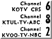 Tulsa radio/TV schedules for 1947, 1952, 1961, 1965, 1970