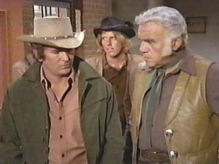 Lorne Greene with Gary Busey on Bonanza, 1972, courtesy of Mike Bruchas