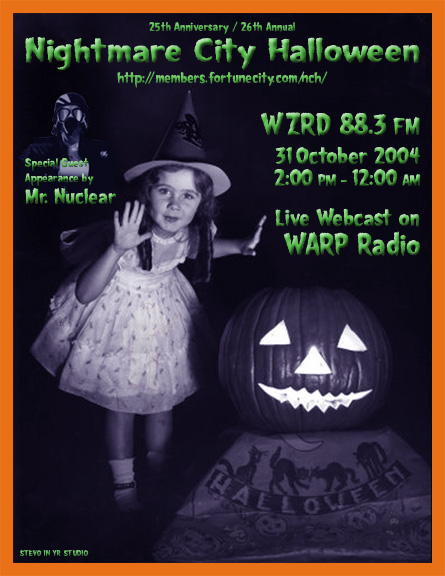 Nightmare City Halloween live webcast on WARP Radio Network, October 31, from 2 PM until 12 AM CST