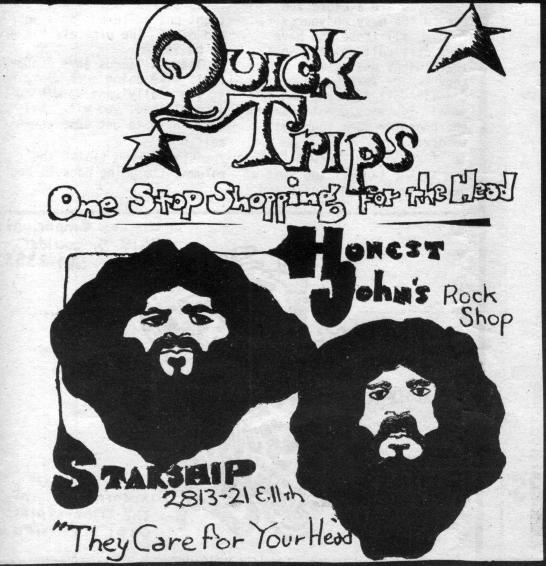 Honest John's and Starship ad, late 1973, courtesy of John Moore, via Don Cook