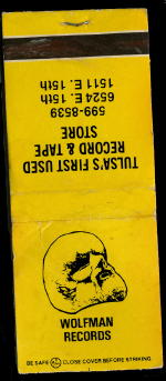 Wolfman Records matchbook cover