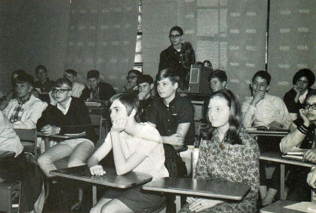 Webmaster running a projector as Audio Visual in 1968